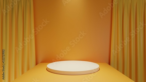 3D rendered podium for your product showcase. Abstract modern minimal background with emty podium and studio style with spotlights.