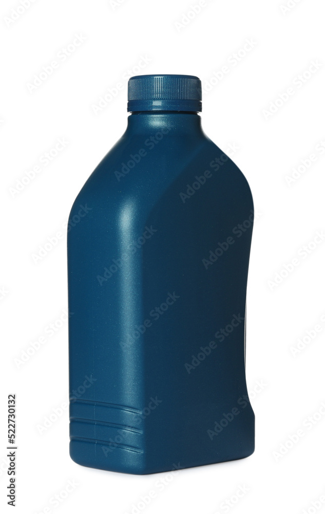 Motor oil in blue container isolated on white Motor oil in blue container isolated on white