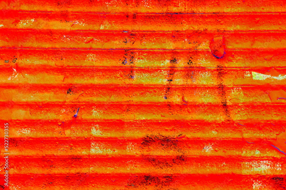 Rusty sheet of corrugated galvanized metal for building structures. The ...