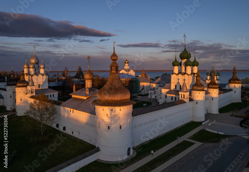 The Kremlin of Rostov the Great in the rays of the setting sun