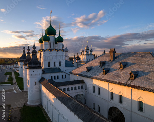 The Kremlin of Rostov the Great in the rays of the setting sun