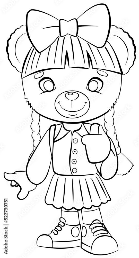 Fototapeta premium Cartoon bear for coloring page.