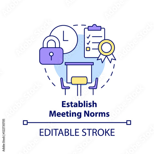 Establish meeting norms concept icon. Creating hybrid environment abstract idea thin line illustration. Isolated outline drawing. Editable stroke. Arial, Myriad Pro-Bold fonts used