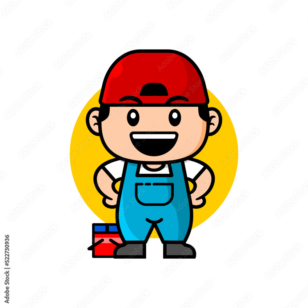 cute illustration of a worker. good for service company mascot. cute illustration of a worker. good for service company mascot.