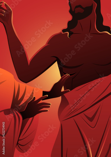 Apostle Thomas putting his hand in the side of Jesus