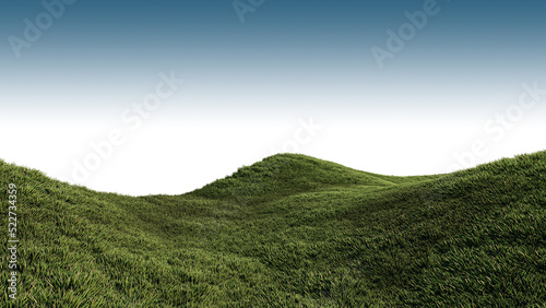 A 3d rendering image of grassed hill nature scenery