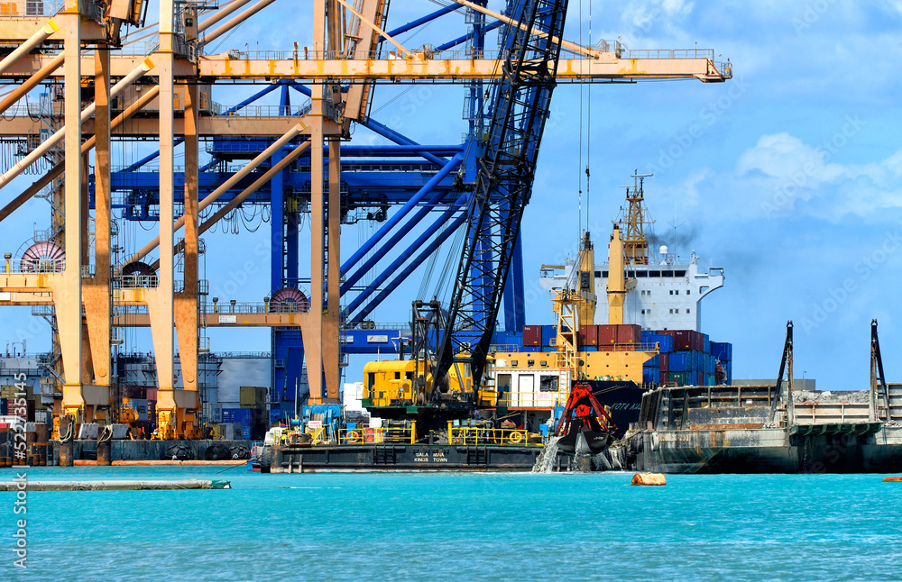 Africa, Mauritius, Port Louis Harbor, container terminal Africa, Mauritius, Port Louis Harbor, container terminal