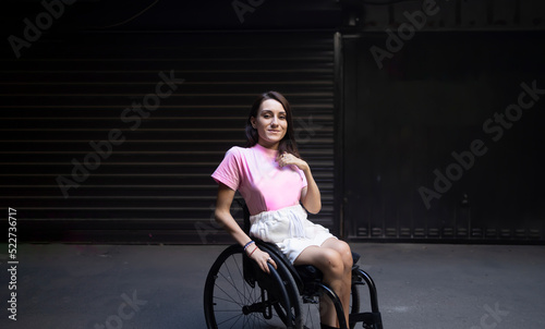 Принти на полотні Young adult woman smiling in a wheelchair