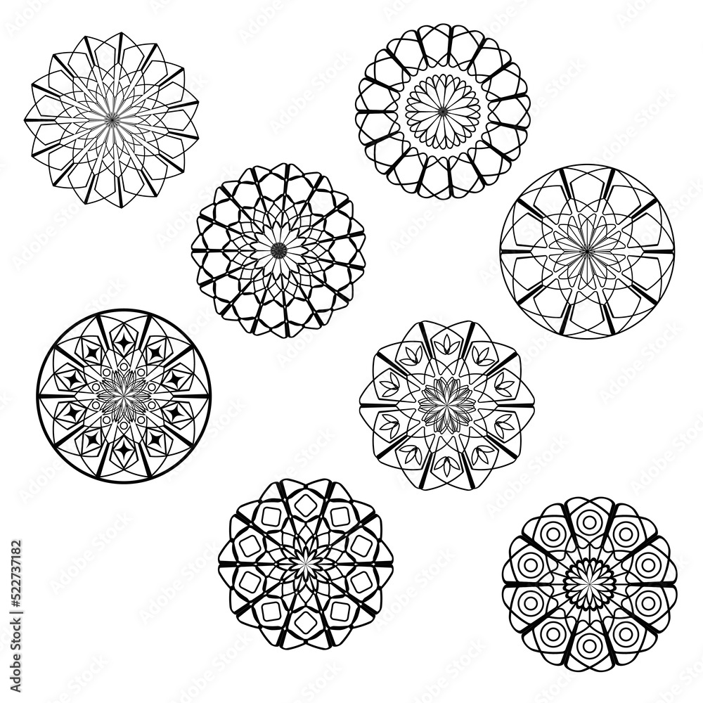 set of ornamental mandala elements
