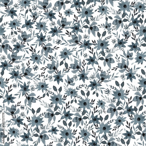 seamless floral pattern. Watercolor flowers are dark. Seamless pattern with colors.