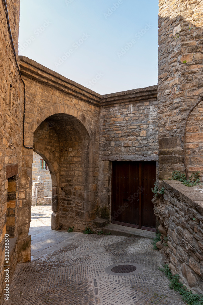 entrance to the medieval city of ainsa in the aragonese pyrenees