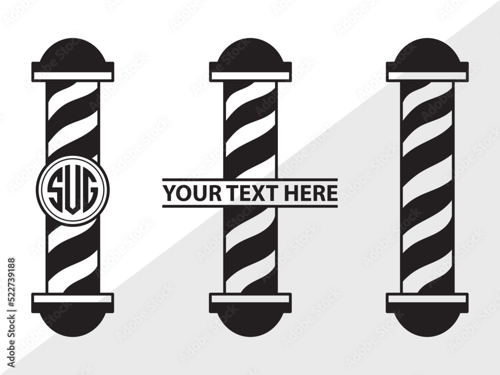 Barbers Pole Monogram SVG | Barber Svg | Barbershop Svg | Barber Light ...