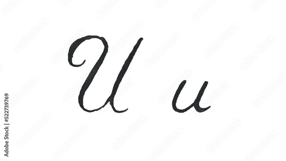 U - Large and small handwritten animated letter isolated on white background U - Large and small handwritten animated letter isolated on white background
