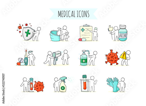 Medical icons. Concept of virus prevention