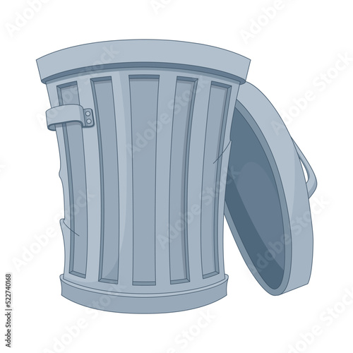 Metal trash can with lid cartoon vector illustration © platinka