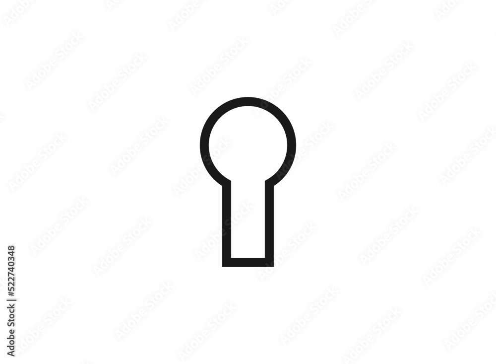 Key hole of door or lock, outline design. Black icon on white background Key hole of door or lock, outline design. Black icon on white background