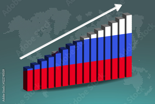 Slovenia 3D bar chart graph vector, upward rising arrow on data, country statistics concept