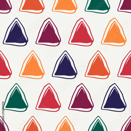Triangle motif minimal geometric print. Paint brush seamless pattern. Freehand design background. Trendy handdrawn modern simple geo ornament