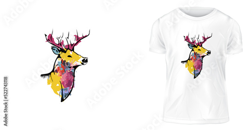 t shirt design concept, A wounded deer leaps the highest