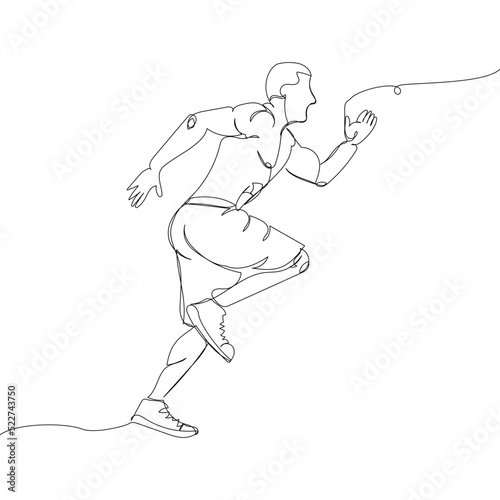 Man running, sprinter one line art. Continuous line drawing sports, fitness, physical education, athletics, run, jogging, gym, sexy body, fast run, speed, human.