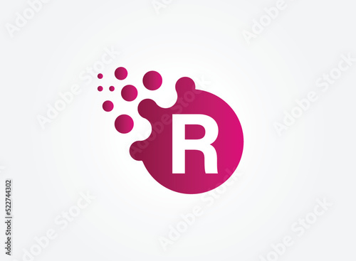 R Letter Design Vector with Dots. eps 10.