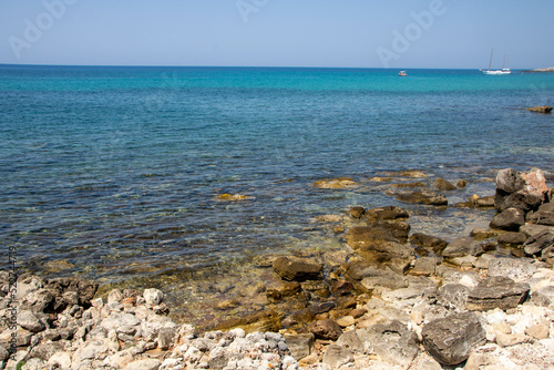 Landscape of sea and coast of Felloniche, near Santa Maria di Leuca, Apulia region, Italy photo