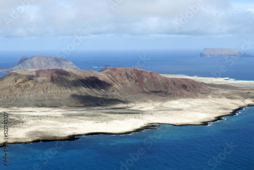 Panoramic view of the volcanic island of La Graciosa in the Atlantic Ocean, Canary Islands, Spain © Valerio