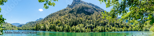 Beautiful view of Thumsee Lake in summer. lake near Bad Reichenhall town in Berchtesgadener Land in Germany