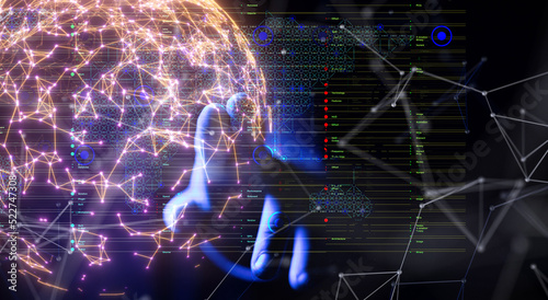 Neural network 3D illustration. Big data and cybersecurity © vegefox.com
