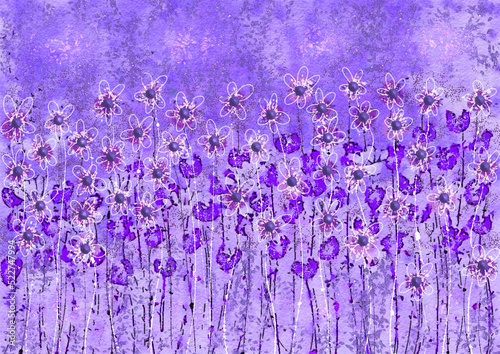 Fototapeta Naklejka Na Ścianę i Meble -  purple abstract floral illustration, impressionistwatercolor flowers