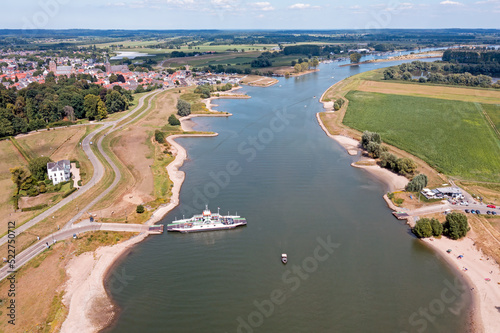 Aerial from the ferry at the river Lek at Wijk bij Duurstede in the Netherlands © Nataraj