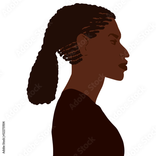 African american man side view portrait with braids ponytail and undercut hairstyle vector illustration isolated