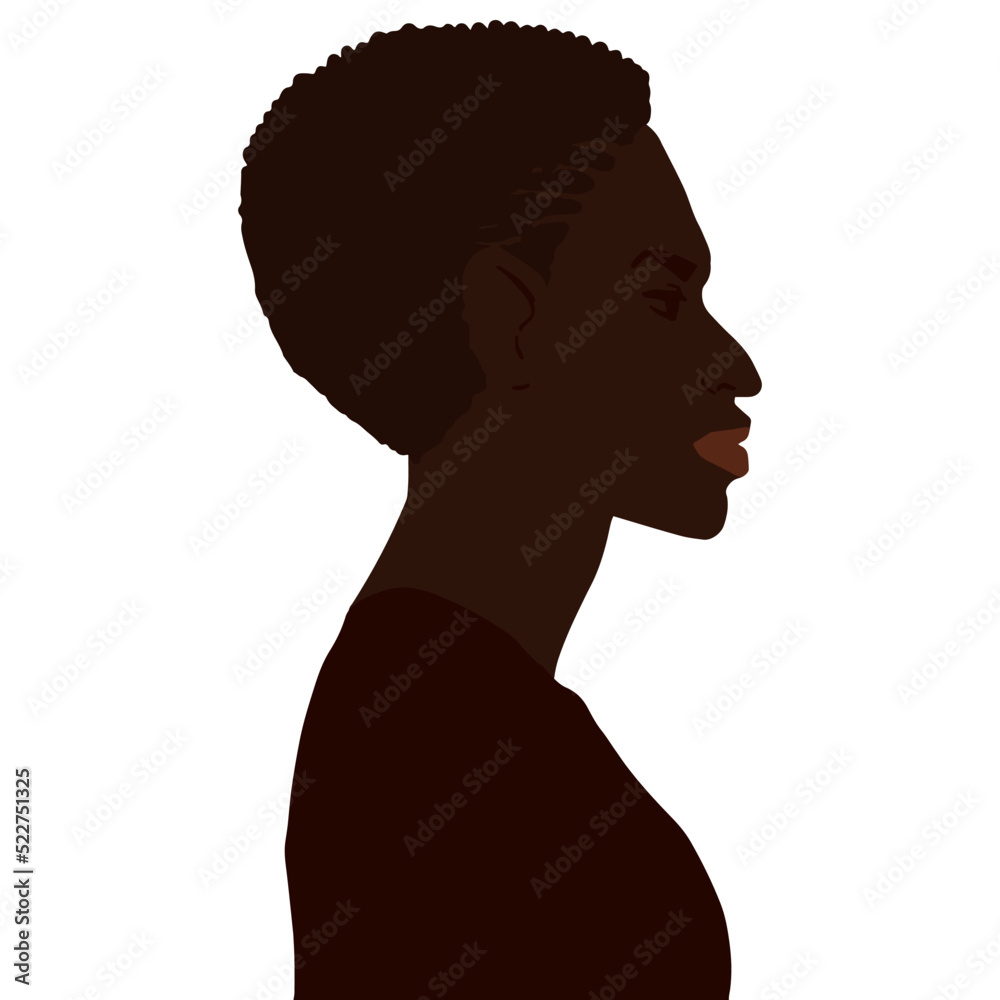 African american man side view portrait with short hairstyle vector illustration isolated