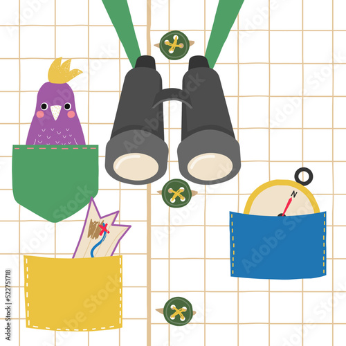 Funny kids print for little traveler. Vector hand drawn illustration.