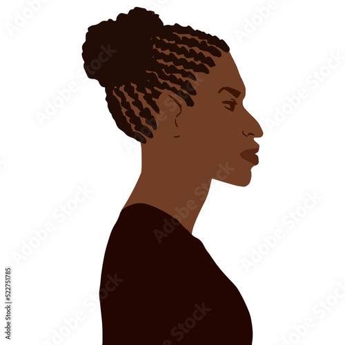 African american man side view portrait with braids in double bun hairstyle vector illustration isolated