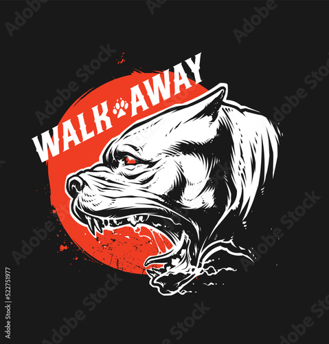 Vector illustration of angry pit bull