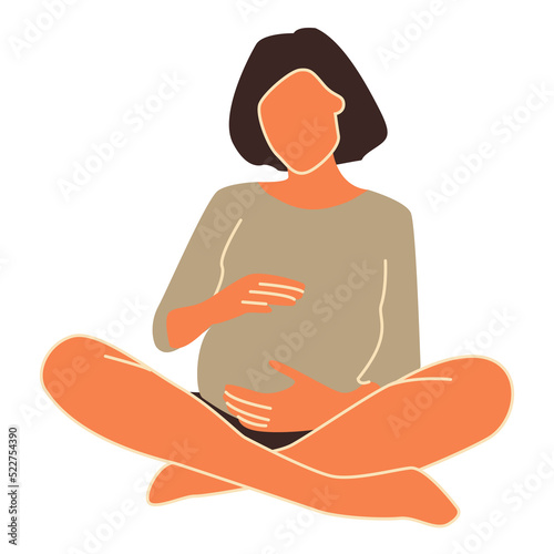 Pregnant woman. Concept vector illustration in minimal style. Abstract female portrait. Boho clipart. Stock vector illustration, EPS 10.