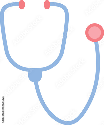 The stethoscope icon for measuring pulse, heart rate, heartbeat, diagnosis of cardiovascular disease. Flat cartoon vector illustration. Medical icon set, medical equipment. Healthcare concept.