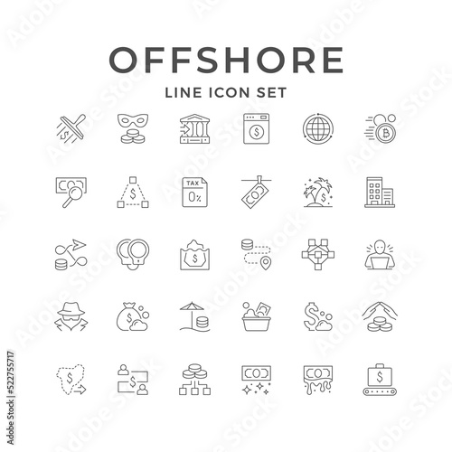 Set line icons of offshore