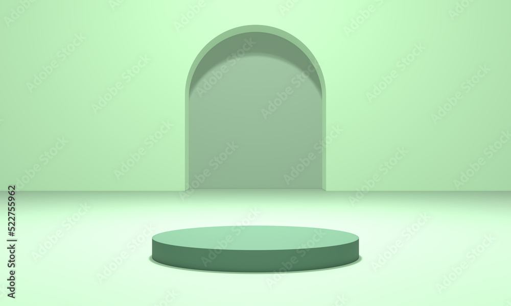 Fototapeta premium podium green scene 3d illustration rendering for flyer display products, design advertising and etc