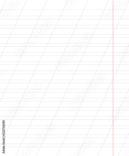 A sheet of school notebook in a ruler with a slanting line. School background. Vector illustration. © zanna_