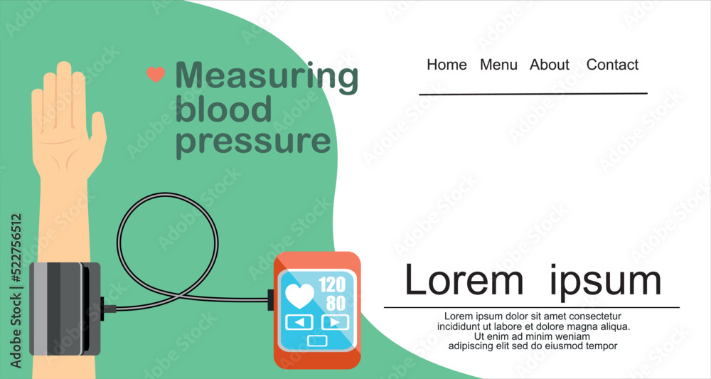 High blood pressure concept vector, measuring blood pressure