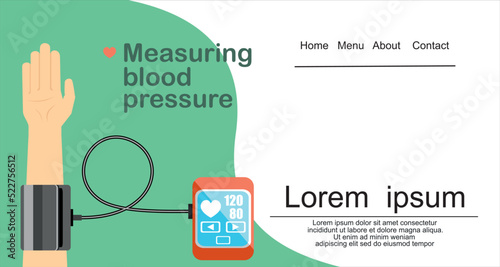 High blood pressure concept vector, measuring blood pressure
