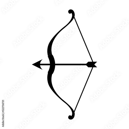 Archer bow and arrow simple silhouette icon vector.