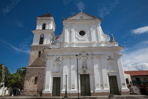 The historical Cathedral Basilica of the Immaculate Conception built between 1797 and 1837 in the beautiful town of Santa Fe de Antioquia in Colombia