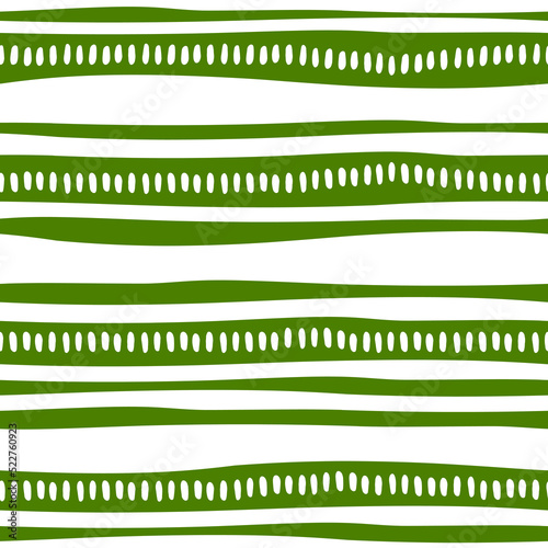 White handdrawn lines seamless pattern with green background.