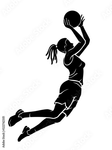 Women's Basketball Mid Air Lay Up Silhouette