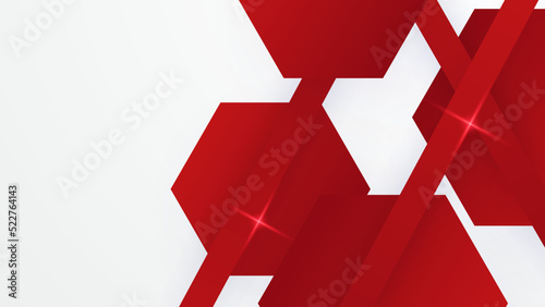 Abstract red and white geometric shapes background. Vector abstract graphic design banner pattern presentation background web template.