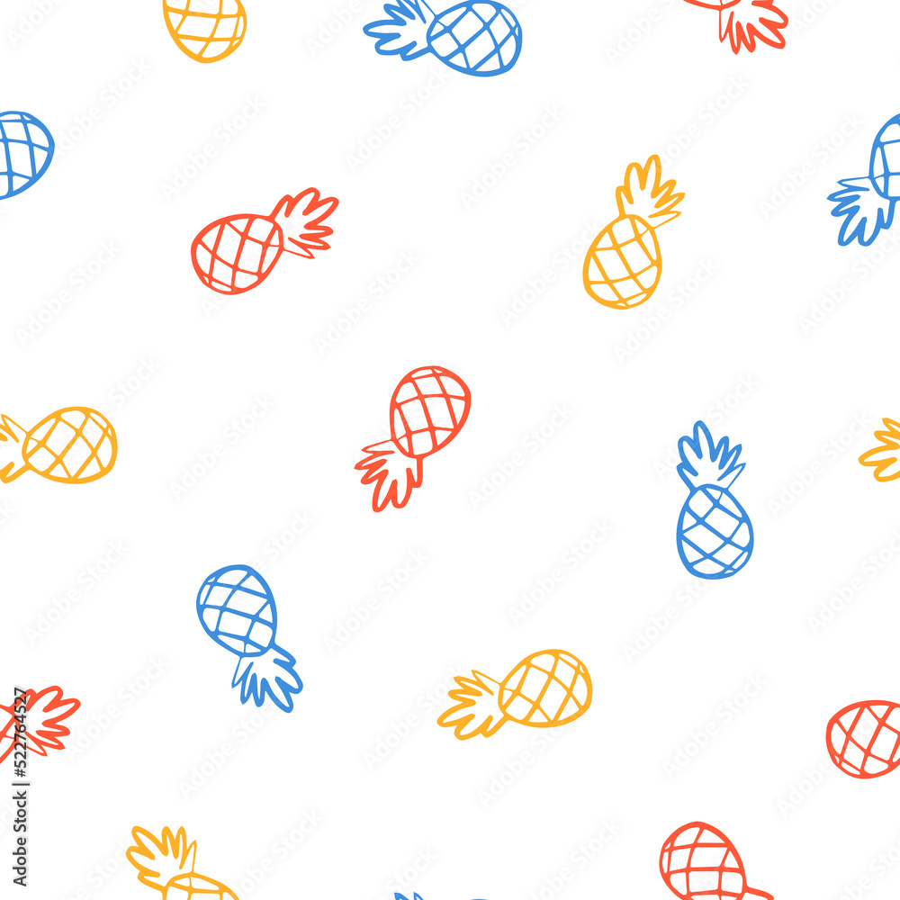 Seamless pattern with colorful outline pineapple. Seamless pattern with colorful outline pineapple.