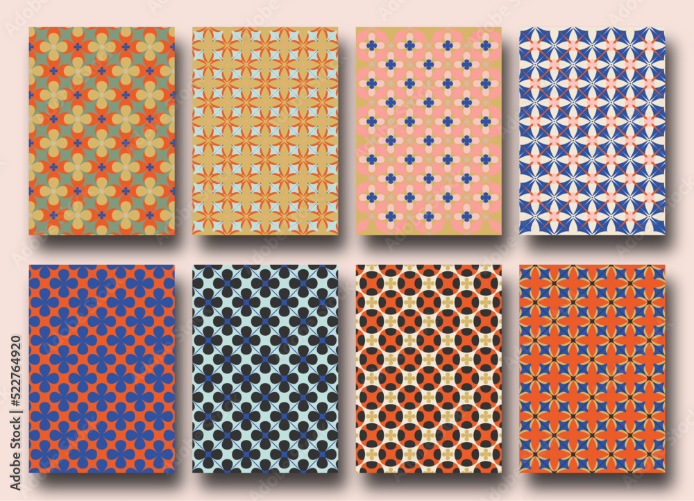 Vector set of 70s backgrounds. collection of the 60s and the 70s wallpaper inspired posters.